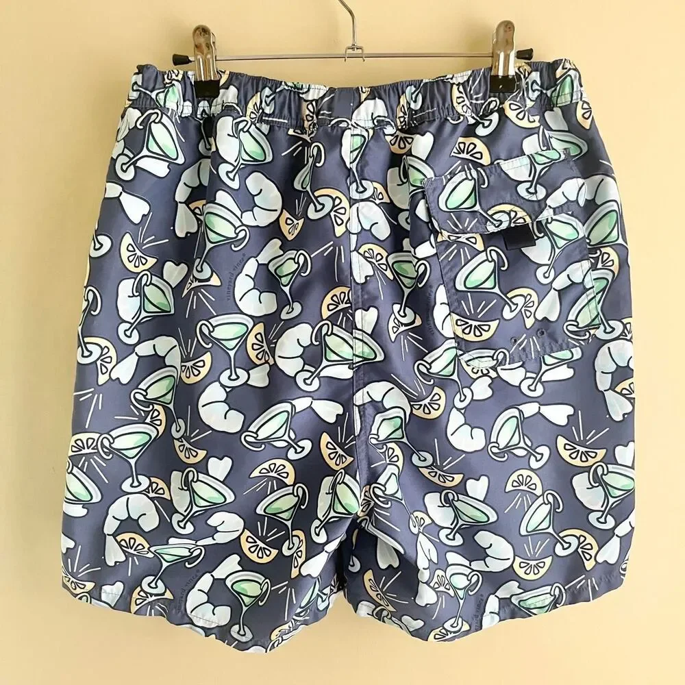 Vineyard Vines Swim Trunks Men's Medium Blue Shrimp Cocktail Beach Pool Tropical